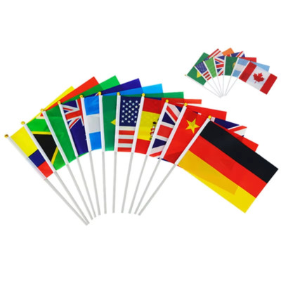 H 10Stk. Handwinken Flaggen, 14x21 cm, Polyester, Kunststoff Mast, Dekoration