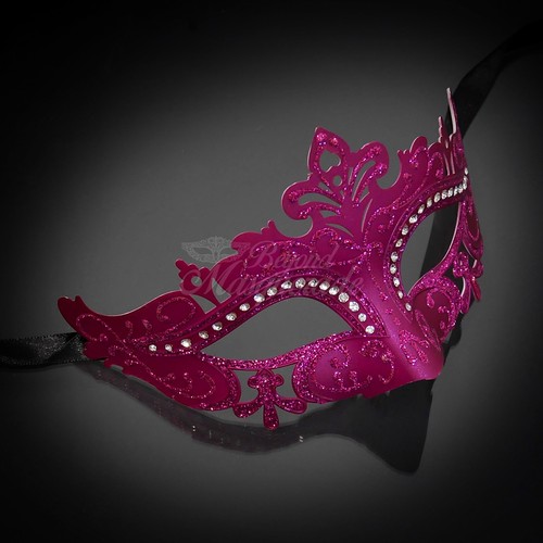Classic Womens Mardi Gras Venetian Masquerade Mask with Rhinestones - Picture 3 of 45