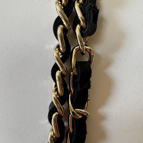 Matte Black Quilted Leather 22 Gathered Hobo Chain Tote w/ Gold Hardware - Picture 5 of 14