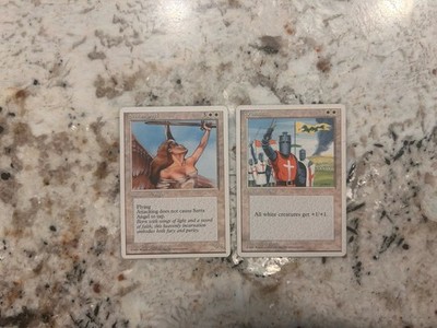 Mtg Old Cards x2 - Magic the Gathering Serra Angel & Crus Ade Classic White MP