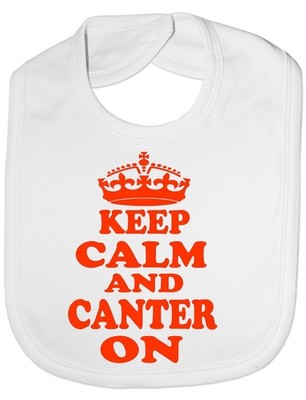Keep Calm and Canter On Pony Pferd Baby Fütterungslätzchen Geschenk