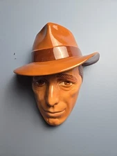 VTG RARE Humphrey Bogart Face Clay Art San Francisco Wall Hanging Casablanca