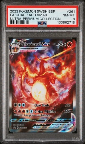 2022 POKEMON SWSH BLACK STAR PROMO #261 FULL ART/CHARIZARD VMAX PSA 8