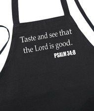 Inspirational Black Cooking Apron The Lord Is Good Christian Religious Gifts