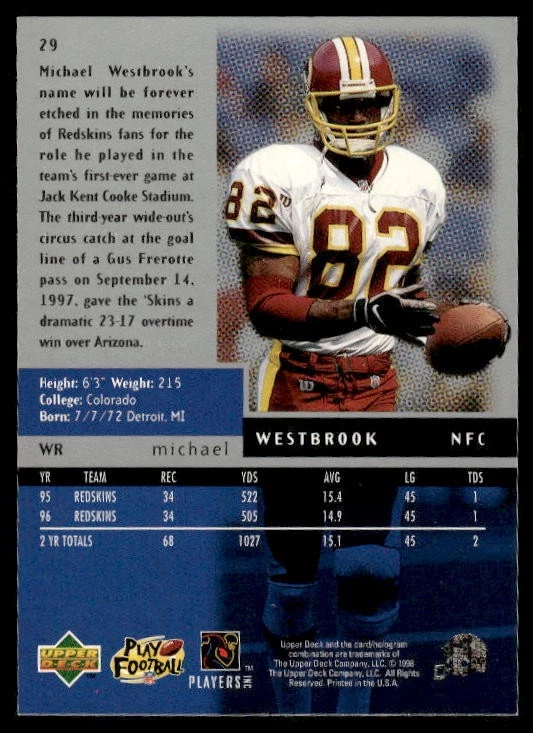 1998 Upper Deck Black Diamond #29 Michael Westbrook - Image 2 of 2