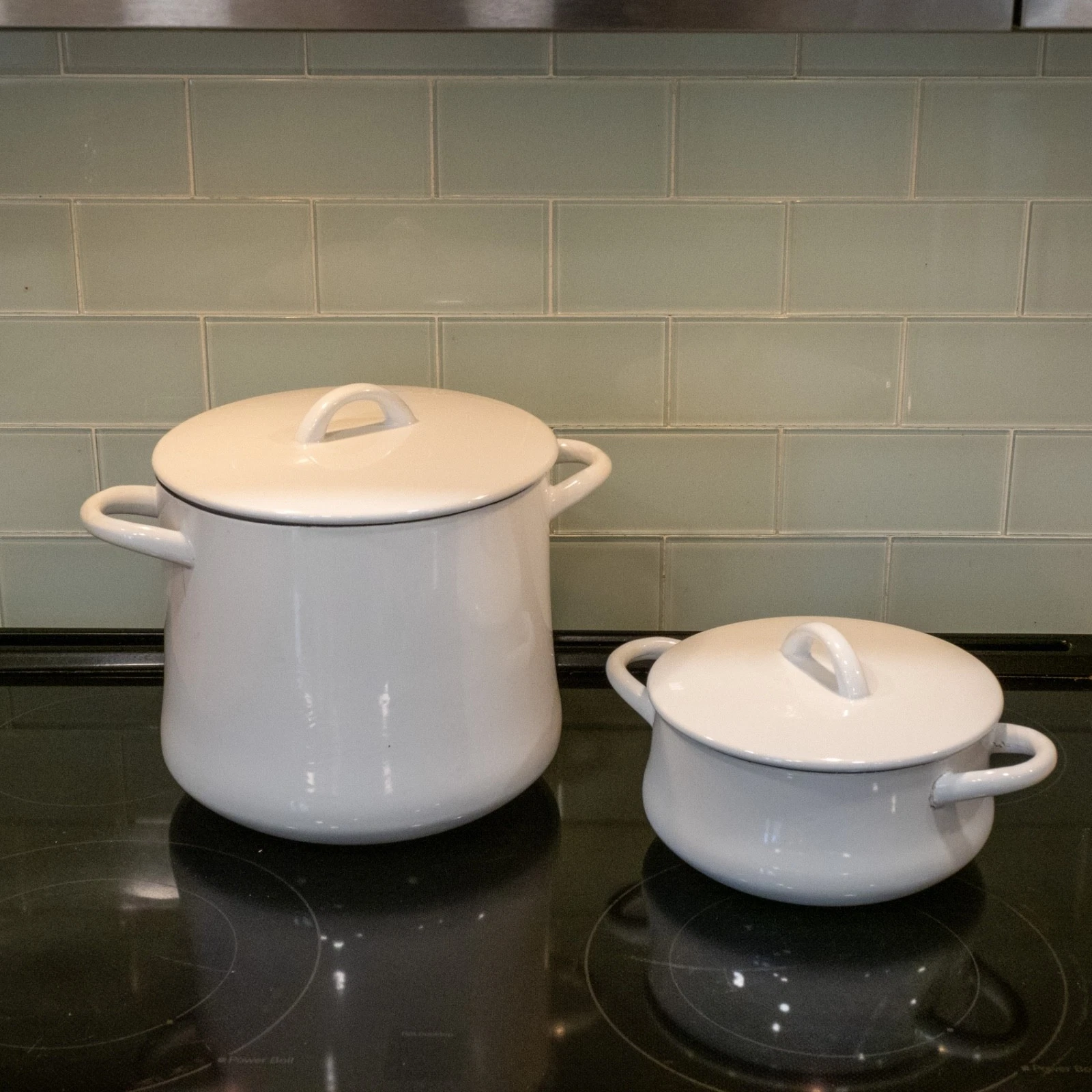 Vintage Dansk Design Enamel Stockpot & Pot Jens Quistgaard White W/ Lids Nice!