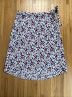 Loft Women's 14 Pink/blue Floral Wrap Skirt High/Low Hem, Mid-Length