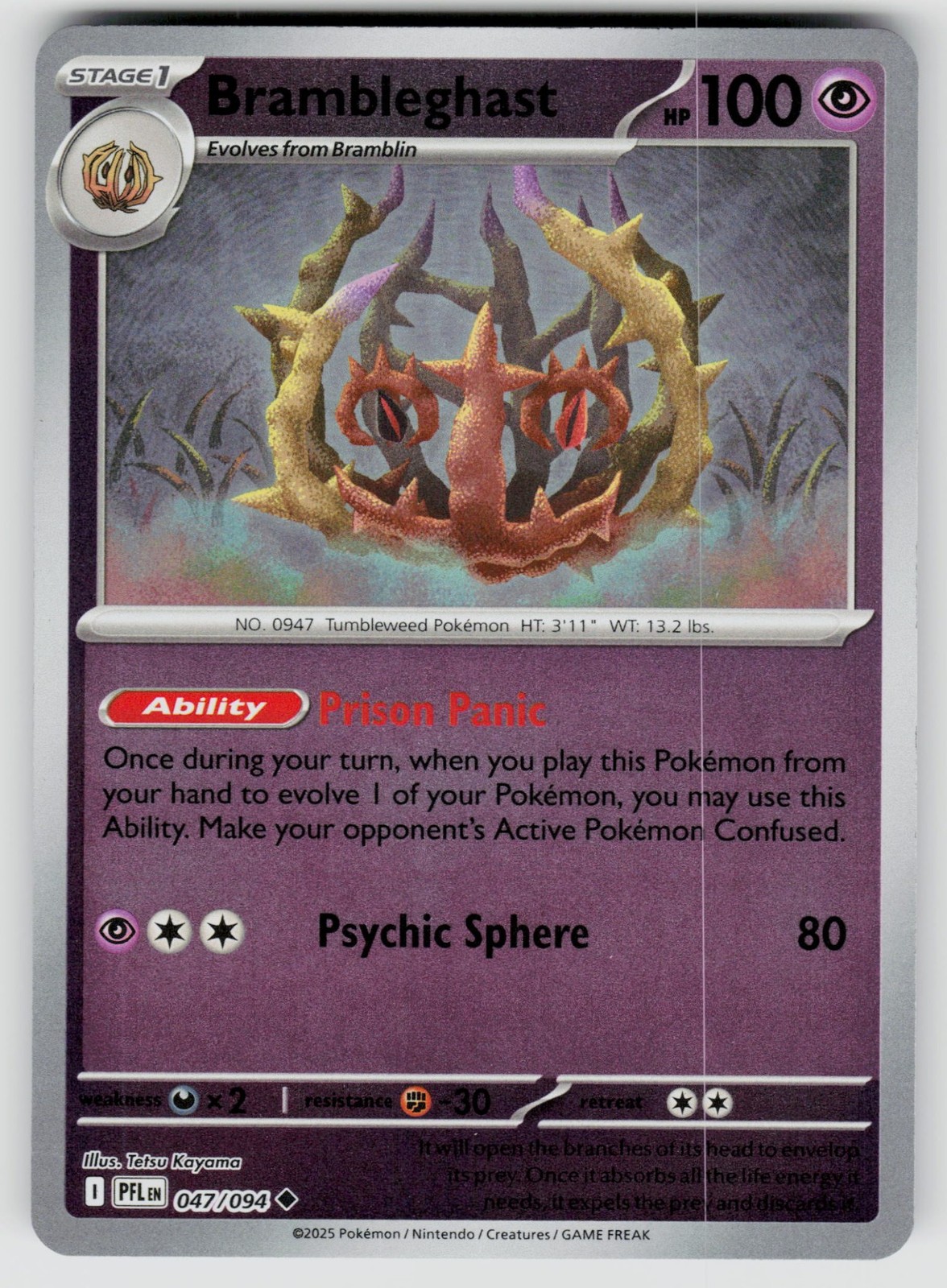 Brambleghast 047/094 Pokemon Phantasmal Flames Reverse Holofoil