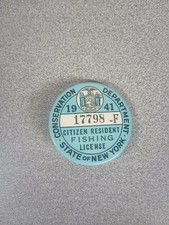 1941 New York Citizen Resident Fishing License Button
