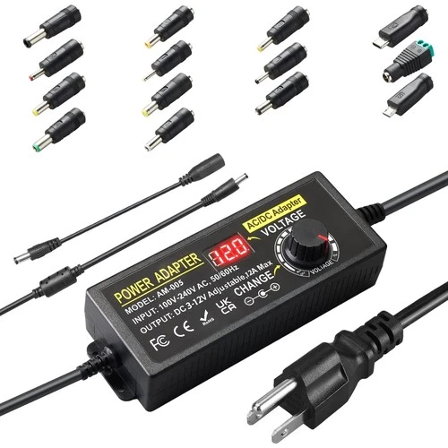Universal Power Supply Meiyue AM-005 Adjustable 3V-12V 12A 144W 14 Plugs LED - product listing photo