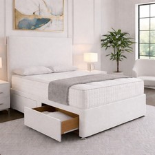 REINFORCED DIVAN BED SET WITH MATTRESS AND HEADBOARD 3FT 4FT6 Double 5FT King