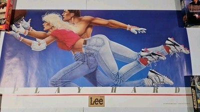 Vintage Bryan Robley Commisoned By Meijer Lee Jeans Play Hard Football Poster