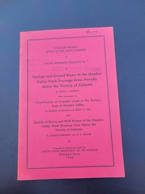 1948 Nevada Water Resources Bulletin No. 7 Geology Ground Water Meadow Valley