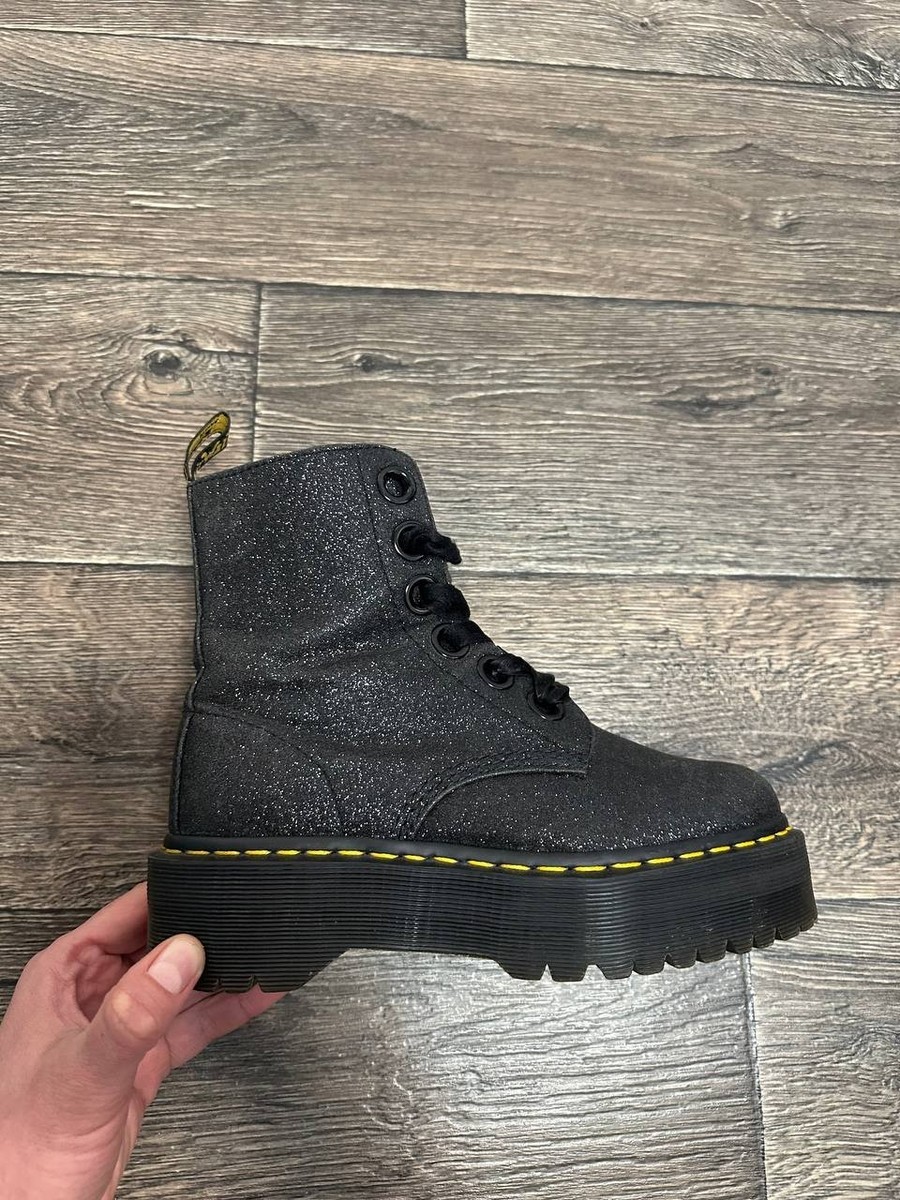 dr martens molly gltr boots women black yellow stitch women eu39