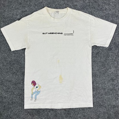 Alstyle T-Shirt Mens S White Gut Wrenching Graphic Cartoon Tee Distressed Art