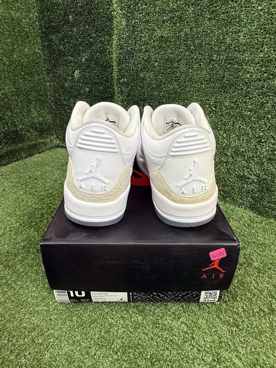 Size 10 - Air Jordan 3 Retro Triple White 191885403687| eBay