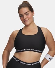 1X or 2X NWT Women's Under Armour Black Crossback Mid Impact Sports Bra