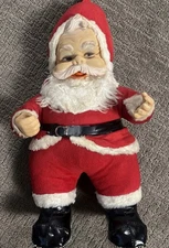 Rushton Co Santa Claus Plush Coca Cola Rubber Face Black Boots Vintage No Bottle