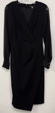 Tommy Hilfiger Women's Black V-Neck Sheer Long-Sleeve Sheath Dress Size 2 