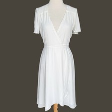 Lulu’s NWT Harbor Point Flutter Sleeve Mini Wrap Dress White Spring Preppy Sz XS