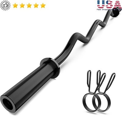 Olympic EZ Curl Barbell Bar 47'' Curl Bar for Weight Lifting Home Gym Weight Bar
