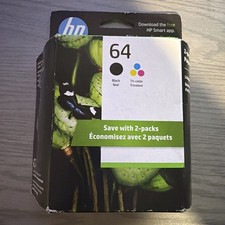 HP 64 Black Tri-Color Standard Ink Cartridges 2-Pack X4D92AN Exp 01/2026