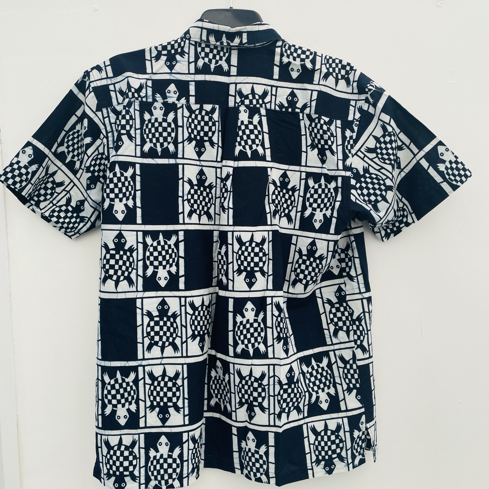 Vintage All Saints S/S Shirt XL Navy Camp/Cuban Collar Hawaiian Tribal Y2K Rare image 2