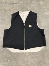 Carhartt Black Sherpa Lined Zip Stand-Up Collar Work Vest Men's 2XL