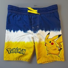 Pokemon Pikachu Boys Swim Trunks Board Shorts Blue Yellow Size S -640