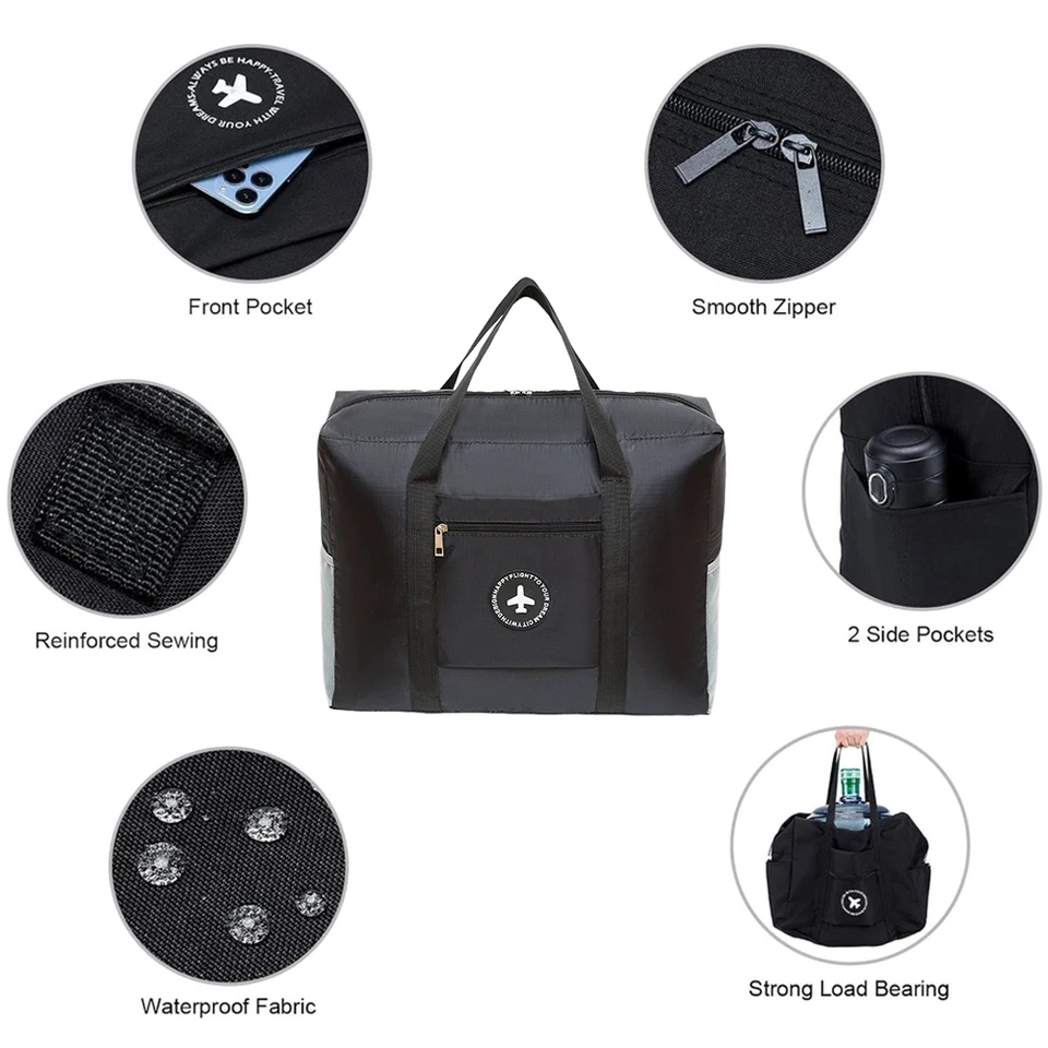 Foldable Travel Duffel Bag Airlines Carry on Storage Bag Luggage for all ages US - Image 3 of 4
