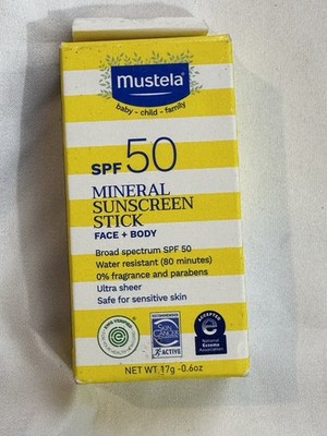 Mustela SPF50 Mineral Sunscreen Stick .6 Oz Travel Size Baby Child Family 7/28