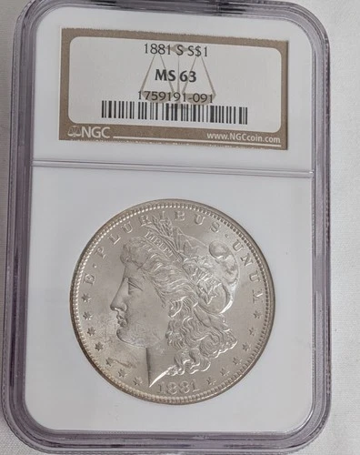 1881-SMorgan Dollar NGC  MS63 S$1 San Francisco Mint Silver Dollar