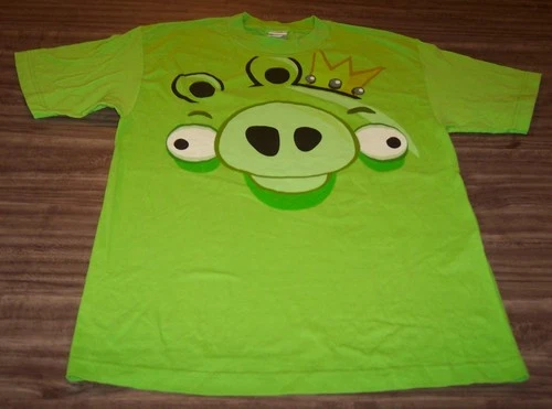 ANGRY BIRDS GREEN PIG KING Video Game T-Shirt MENS MEDIUM NEW ORIGINAL!