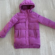 Lands' End Girls L 10-12 Purple Hooded Puffer Parka Jacket Fleece Lined Coat