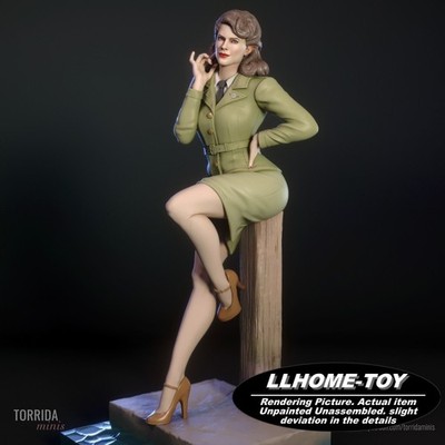 8CM tall hot Peggy Carter Resin 3D Print Model Kit Unpainted GK mini Figure