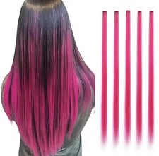 Synthetic 5Pcs Colored Hair Extensions Clip in Colorful Hair Extensions Rainbow