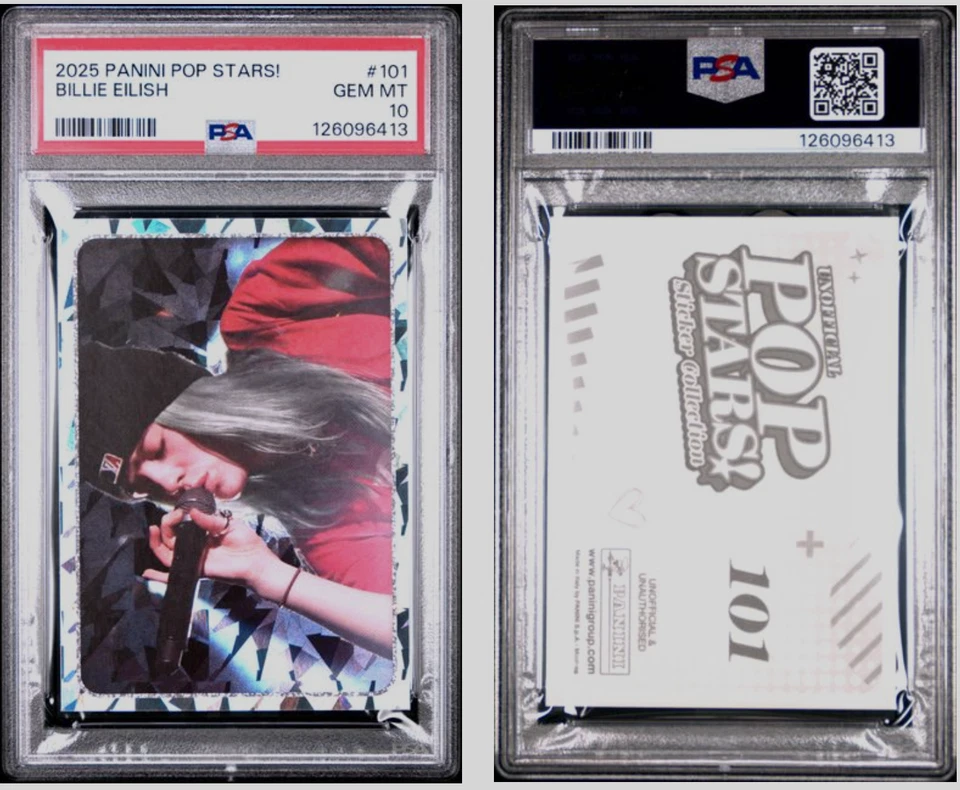 Billie Eilish 2025 Panini Pop Stars! Stickers #101 Silver Foil PSA 10 Gem Mint - Image 4 of 4