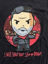 Camiseta Hot Topic Vintage The Walking Dead Negan Gráfica Negra Grande 100% Algodón