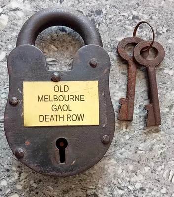 5'' Vorhängeschloss Old Melbourne Gaol Death Row Lock Blacksmith Gunsmith Heav...