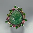 Antique ring 27 ct Natural Aventurine Ring 925 Sterling Silver Size 8.5 /R474514