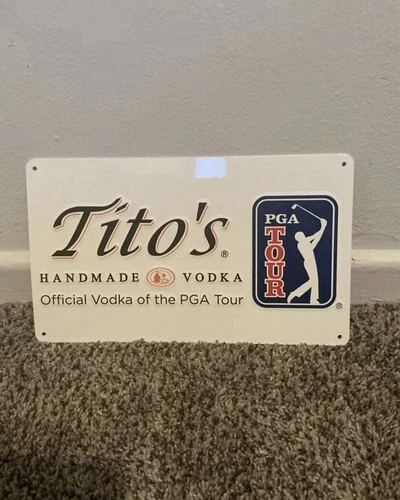Tito's Vodka Official PGA Tour Tin Tacker Sign Vintage Style