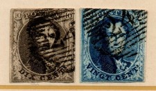 BELGIUM – 1849-1858– KING LEOPOLD I – SC #6-7 – SET OF 2 – USED (Copy 1)