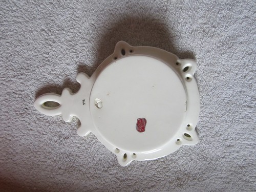 VINTAGE LEFTON'S WANDBEHANG VASE GELB MIT BIRNE, APFEL, KIRSCHEN, TRAUBEN - Bild 2 von 4