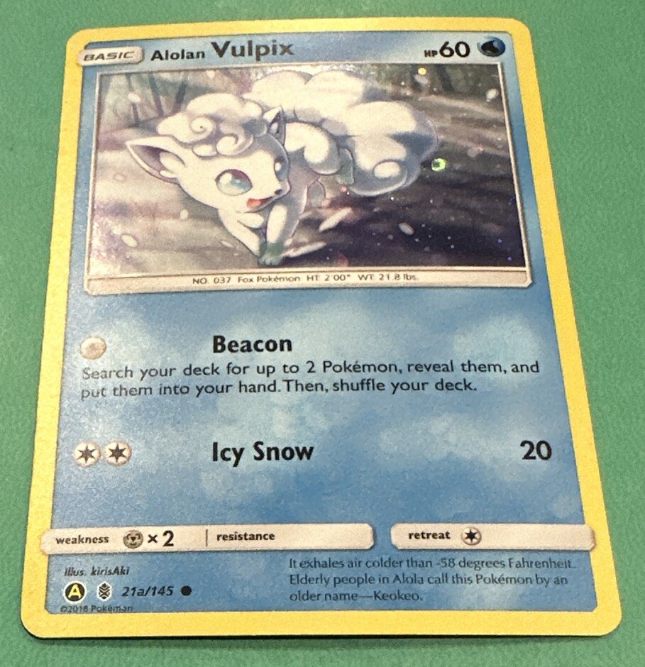 Pokemon Card Alolan Vulpix Guardians Rising Cosmo Holo 21a/145 Near Mint