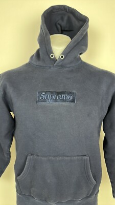 Supreme Box Logo Black Hoodie Sweatshirt Mens Size Medium navy. | eBay