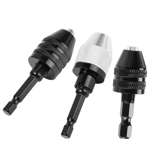 Adapter Converter 1/4" Hex Shank Round Shank Keyless Drill Chuck 0.3mm-8mm