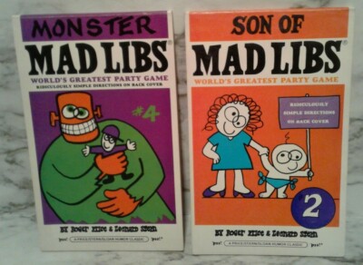 2 Vintage 1976 MAD LIBS - SON of & MONSTER - #2 & #4 Unused Pads Frankenstein