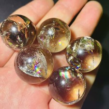 5pc Natural rainbow smoky Quartz Sphere Crystal Ball Healing 22mm+