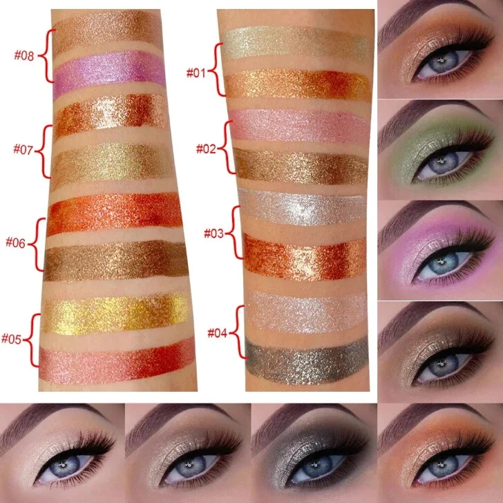 4Pcs/Set 2 in 1 Pearl Glitter Liquid Eyeshadow Magic Shiny High Glow Eye Shadow - Image 2 of 4