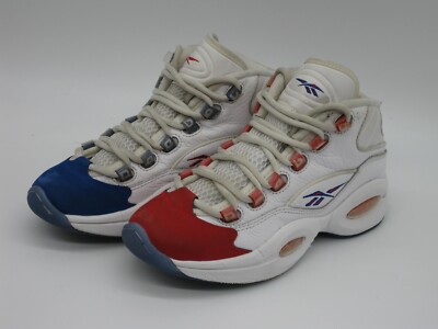 REEBOK QUESTION MID DOUBLE CROSS FV8122 BBALL SHOES BOY'S SIZE WHITE BLUE  RED